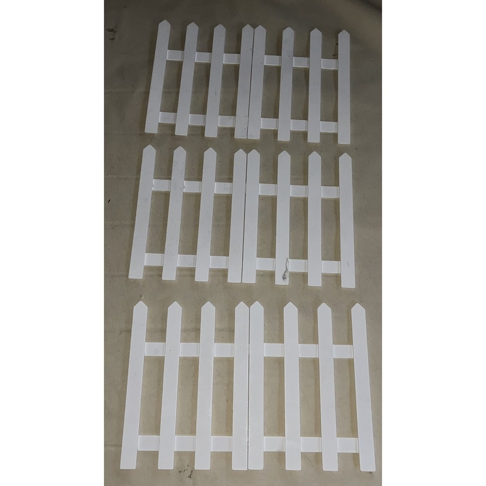 3pc White Wood foldable Picket Fence Sections garden Border Panels 16"H 24 w
